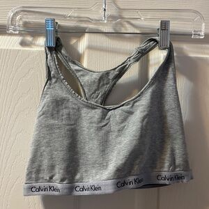 2 Calvin Klein Bralette Sports Bras Large Grey Logo Cotton Racer Back Bra